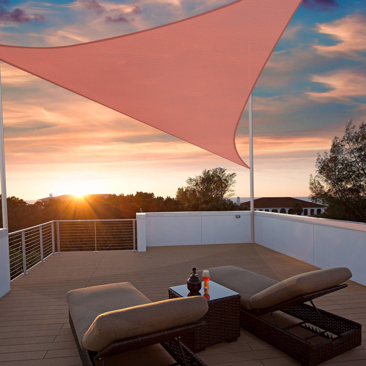 Yescom 11Ft 97% UV Block Triangle Sun Shade Sail Outdoor Patio Pool Garden Yard Lawn Carport Cover Net Awning Canopy Red